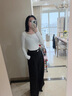 妙奕嘉長(cháng)袖t恤女士白色打底衫內搭2025新款緊身衣服女裝黑色上衣女正肩 坑條U領(lǐng)高級T恤衫【白色】 M 【建議80-100斤】 曬單實(shí)拍圖