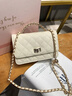 CharisKitty單肩包包女款2026新款鏈條斜挎包菱格手提包生日禮物女朋友 Begie米白色【明星同款春季新品】 曬單實(shí)拍圖