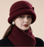 羅蒙毛線(xiàn)帽秋冬保暖加絨加厚防風(fēng)護耳女士針織帽圍巾套裝送長(cháng)輩優(yōu)雅帽 曬單實(shí)拍圖