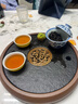 京東京造 茶盤(pán)茶托 烏金石圓形茶具排水蓄水小型火燒工藝茶盤(pán) 曬單實(shí)拍圖
