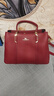 袋鼠眞皮女士手提包媽媽包大容量單肩中年婆婆女包新娘婚包母親節禮物 酒紅色 曬單實(shí)拍圖