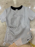 ELLE法式條紋設計感休閑T恤女2025春季新款小眾通勤別致V領(lǐng)短袖 黑白 M 曬單實(shí)拍圖