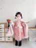玫初莎拜年服女童漢服連衣裙冬裝加絨加厚仙女孩古裝冬款兒童套裝裙子 H188粉色夾棉 加厚 150 【建議身高145cm左右】 曬單實(shí)拍圖