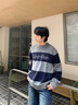 Calvin KleinJeans秋冬男女情侶羊毛混紡ck條紋提花圓領(lǐng)內搭打底針織衫毛衣 P7E-藍灰條紋 XL 曬單實(shí)拍圖