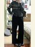 UR2026春季新款女休閑垂感百搭松緊腰闊腿褲UYY650057+ 正黑 S 曬單實(shí)拍圖