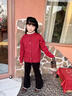 優(yōu)優(yōu)1點(diǎn)（Yoyo one）女童套裝冬裝裙子兒童拜年服紅色毛衣秋冬過(guò)年女孩巨好看新年戰袍 4381黑色+19906紅色 160 cm 曬單實(shí)拍圖