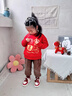 G.duck兒童新年衛衣套裝2026春節新款馬年本命年衣服男女紅色喜慶拜年服 紅衛衣-黑長(cháng)褲-平安喜樂(lè )【春秋】 薄款 110 cm 曬單實(shí)拍圖