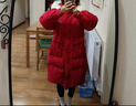雪中飛2025秋冬羽絨服女中長(cháng)款寬松鵝絨狐貍毛領(lǐng)保暖女裝外套 紅色 L 曬單實(shí)拍圖
