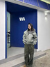 DEREJERINE美式復古boxy棉服外套男女廓形座山雕連帽棉衣仿兔毛解構情侶夾克 灰色 2XL 曬單實(shí)拍圖