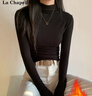 拉夏貝爾半高領(lǐng)打底衫女秋冬內搭高級感修身薄款針織上衣 黑色 L 曬單實(shí)拍圖
