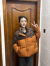 冬季2026新款撞色棉服女短款小個(gè)子棉衣寬松洋氣加厚棉襖保暖外套 橙色 L  建議體重100-115斤 曬單實(shí)拍圖