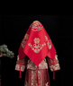 法漫玫高端紅蓋頭新娘結婚中式22新款秀禾服刺繡緞面古風(fēng)紗出嫁蓋頭 朝歌75cm 曬單實(shí)拍圖