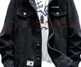 真維斯（Jeanswest）夾克男士2025秋冬牛仔夾克痞帥潮工裝翻領(lǐng)外套男黑灰色XL 曬單實(shí)拍圖