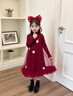 迪士尼（Disney）女童小香風(fēng)套裝裙新年紅公主裙兩件套加絨拜年服裙子140 曬單實(shí)拍圖