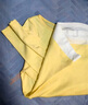 Olrain歐芮兒黃色法式T恤女裝秋季新款假兩件一字領(lǐng)溫柔風(fēng)上衣 杏色 L 曬單實(shí)拍圖