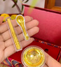 中國黃金（CHINA GOLD）黃金三寶金碗筷勺足金三件套擺件套裝嬰兒寶寶滿(mǎn)月周歲宴生日禮物 三寶碗筷勺-三件套 約1g 曬單實(shí)拍圖
