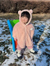 湯尼倍兒嬰兒斗篷秋冬加厚保暖防風(fēng)披肩加絨連帽擋風(fēng)寶寶外出披風(fēng) 粉色/小豬 80 cm 曬單實(shí)拍圖