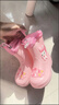 歐育兒童雨鞋女童時(shí)尚卡通立體雨靴小孩水鞋中小童防寶寶滑水雨鞋 B1658 粉色小兔 26 內長(cháng)16cm 建議腳長(cháng)【14.5-15cm】 曬單實(shí)拍圖