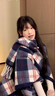京多夢(mèng)復古格子流蘇慵懶風(fēng)披肩女春2026春新款疊穿百搭氣質(zhì)圍巾新年穿搭 藍格紋 曬單實(shí)拍圖