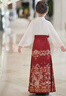 瑜尚臻品馬面裙女童長(cháng)袖春秋季兒童漢服新款古風(fēng)套裝女孩中國風(fēng)古裝 【上衣+紅色鳳儀裙（加項鏈）】 150cm 曬單實(shí)拍圖