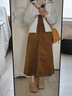 MUJI女式 木棉混 燈芯絨 背帶裙寬松直筒中長(cháng)款連衣裙 美拉德BE12CC3A 深棕色 M 曬單實(shí)拍圖