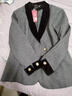 伊雅露莎高端職業(yè)套裝女毛呢小西裝免燙秋冬新款通勤商務(wù)休閑西服正裝8920 灰色西裝+褲 2XL （120-130斤） 曬單實(shí)拍圖