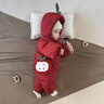 班喜迪嬰兒衣服冬裝嬰幼兒連體衣滿(mǎn)月百天女寶寶周歲禮服外出棉服拜年服 紅色 73cm 曬單實(shí)拍圖