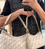 蔻馳（COACH）奧萊女士女包馬車(chē)圖案印花LAUREL 19號單肩包斜挎包流浪包禮物 IM/粉筆白色 混合色 曬單實(shí)拍圖