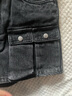 MO&Co.牛仔裙褲酷辣低腰工裝口袋A字短褲搖滾洗磨附腰帶摩安珂 牛仔黑色 S 26 曬單實(shí)拍圖