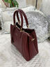 袋鼠卡拉品牌袋鼠手提包女包包新款2025歐美時(shí)尚大氣真皮斜挎包中年媽媽包 酒紅（手包+卡包+禮盒裝） 曬單實(shí)拍圖