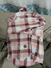 查爾斯桃心復古格子襯衫長(cháng)袖情侶休閑寬松透氣百搭城市風(fēng)外套 粉白格 M 曬單實(shí)拍圖
