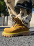 DVO10CM隱形內增高馬丁靴冬季戶(hù)外復古男靴英倫風(fēng)厚底防水高幫大黃靴 黃色 40 男碼 曬單實(shí)拍圖