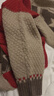 皮爾卡丹（pierre cardin）羊毛拼色針織開(kāi)衫女2025新款中年mm碼大羊毛衫秋冬韓版毛衣外套 酒紅 4XL 建議155-170斤 曬單實(shí)拍圖