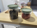 欣美雅（xinmieya）雜糧收納盒玻璃瓶帶蓋儲物罐食品密封罐咖啡豆儲存罐茶葉罐便攜收納罐 莫蘭迪綠800+450ml  收藏加購配杯刷+標簽 曬單實(shí)拍圖