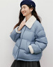 紅袖（hopeshow）巴恩風(fēng)羽絨服2025冬季新款女裝90白鴨絨拼接翻領(lǐng)寬松保暖短外套 冰霧藍402 S 曬單實(shí)拍圖
