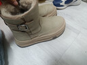 達芙妮皮面防水雪地靴女款2025新款冬季加絨女鞋防滑保暖棉靴棉鞋 曬單實(shí)拍圖