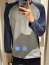 蕉內【王一博同款】熱皮502+++男士鎖溫圓領(lǐng)長(cháng)袖機能T恤運動(dòng)保暖上衣 【王一博同款】中麻灰拼海軍藍 XL 曬單實(shí)拍圖