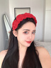 花詩(shī)可2025秋冬新款高顱頂洗臉毛線(xiàn)發(fā)箍紅色新年針織寬邊頭箍頭飾發(fā)飾女 F2053紅 曬單實(shí)拍圖