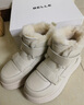百麗（Belle）厚底增高雪地靴女冬季新款商場(chǎng)同款保暖魔術(shù)貼東北靴E8R1DDD5 米色 38 曬單實(shí)拍圖