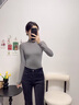 嘉麗薇半高領(lǐng)修身打底衫女2025秋冬內搭長(cháng)袖上衣高級感正肩顯瘦T恤外穿 灰色【長(cháng)袖】 M 曬單實(shí)拍圖