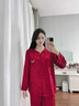 浪莎紅色結婚睡衣女士竹葉刺繡國風(fēng)新中式圓領(lǐng)新款冰絲長(cháng)袖男情侶套裝 竹棠 L 女【推薦105-120斤】 曬單實(shí)拍圖