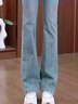 皮爾卡丹牛仔褲女加絨春秋冬款大碼高彈力高腰微喇復古馬蹄褲修身顯瘦喇叭 藍色秋冬加絨款 M 建議90-100斤 曬單實(shí)拍圖
