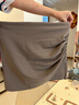 歐貝汐黑色半身裙女2026夏季高腰緊身包臀性感不規則褶皺短裙一步裙 卡其色 XL 曬單實(shí)拍圖