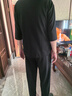 莫代爾高檔棉麻休閑家居服男運動(dòng)透氣夏季中國風(fēng)V領(lǐng)修身中年爸爸兩件套 422黑色套裝 4XL 曬單實(shí)拍圖