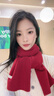 CACUSS純羊毛圍巾女士秋冬季紅色保暖防寒圍脖本命年新年生日禮物 紅 曬單實(shí)拍圖
