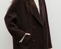 紅袖（hopeshow）高級感毛呢外套2025冬季新款女裝100%綿羊毛老錢(qián)風(fēng)通勤雙面呢大衣 黑巧克力0B7 L 曬單實(shí)拍圖