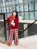 兒童本命年衣服女孩2026新款女童冬裝紅色毛衣套裝洋氣加厚過(guò)年服 套裝【毛衣+加絨格子褲】 送手套 150 曬單實(shí)拍圖