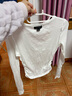 UR2026春季新款女裝簡(jiǎn)約休閑V領(lǐng)褶皺修身長(cháng)袖T恤UWB450062 本白 S 曬單實(shí)拍圖