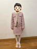 富羅迷女童套裝冬季時(shí)髦洋氣小香風(fēng)外套甜美半身裙兩件套冬裝 粉色 140 曬單實(shí)拍圖