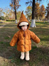 G.duck兒童羽絨服冬季男童外套白鴨絨保暖小精靈女寶寶面包服 南瓜色 正碼正拍 90 cm 充絨量 曬單實(shí)拍圖